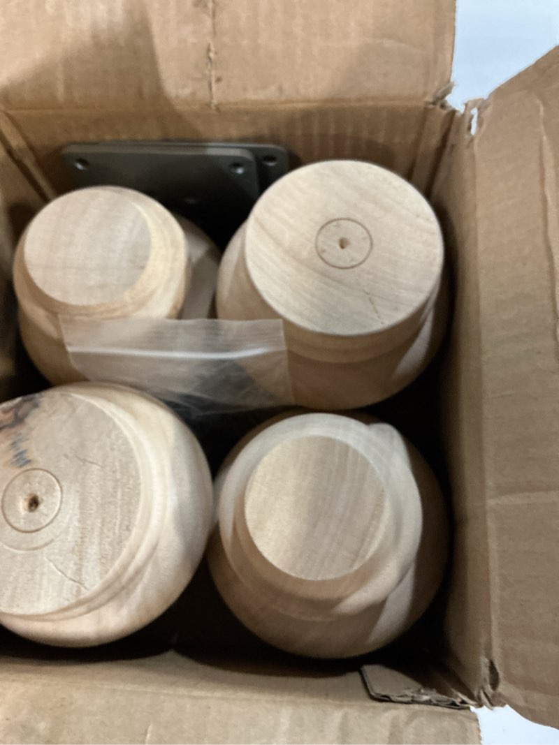 Condition photo showing New/Like New for 4'' Furniture Legs Wooden Unfinished Bun Feet for Sofa, Chair, Loveseat, Ottoman, Dresser Foot Set of 4