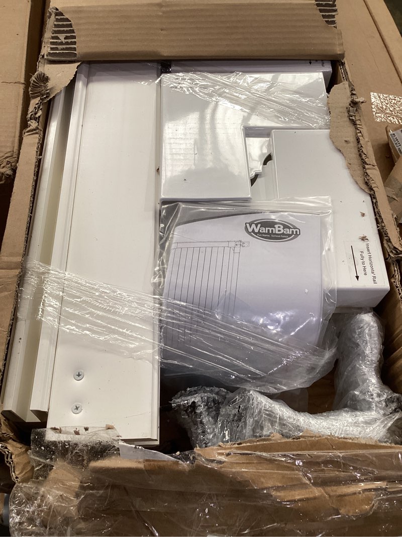 Condition photo showing Good Condition for (product may be damaged)6ft h x 4ft w (1 gate) no dig wambam cambridge gate kit, white vinyl privacy yard fence gate with hardware included for cambridge fence kit, durable outdoor gate for yard or garden, bl19111