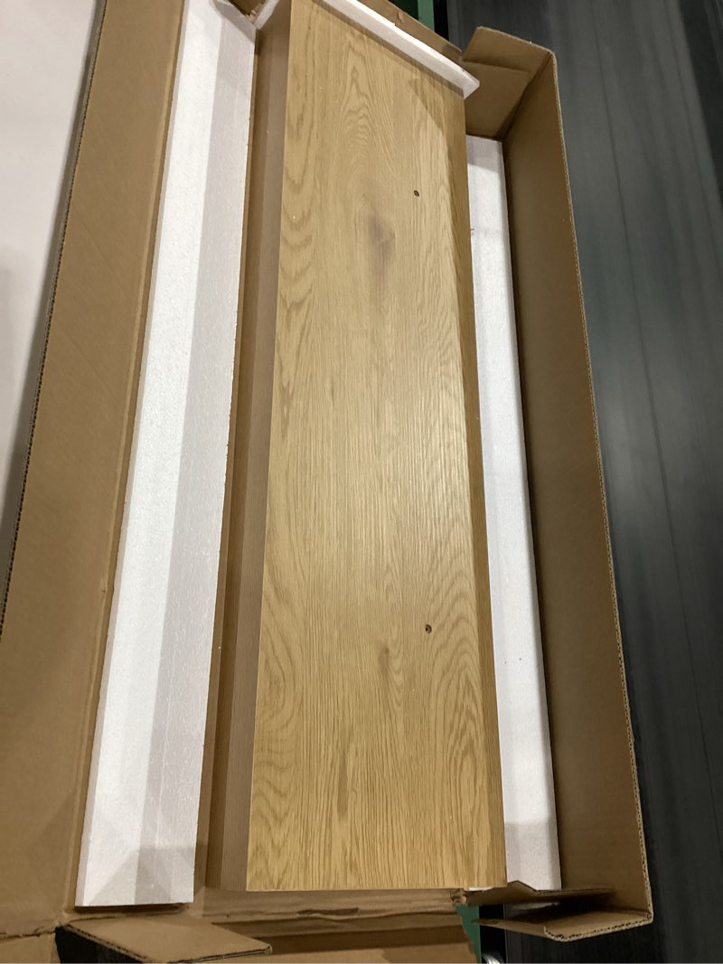 Condition photo showing New/Like New for Axeman 36 Inch Floating Shelves for Wall, 9.3" Deep High End Solid Real Wood Wall Shelves with Heavy Duty Invisible Bracket for Living Room, Bedroom, Kitchen, Bathroom, Set of 2, Natural Natural 36 inch, Set of 2