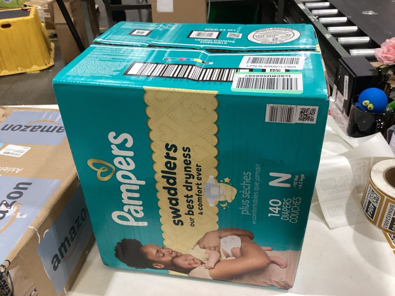 Condition photo showing New/Like New for pampers swaddlers diapers, size 0 (up to 10 lbs), 140 count, absorbent, keeps baby dry and comfortable, skin safe disposable baby diaper (packaging may vary) newborn 140