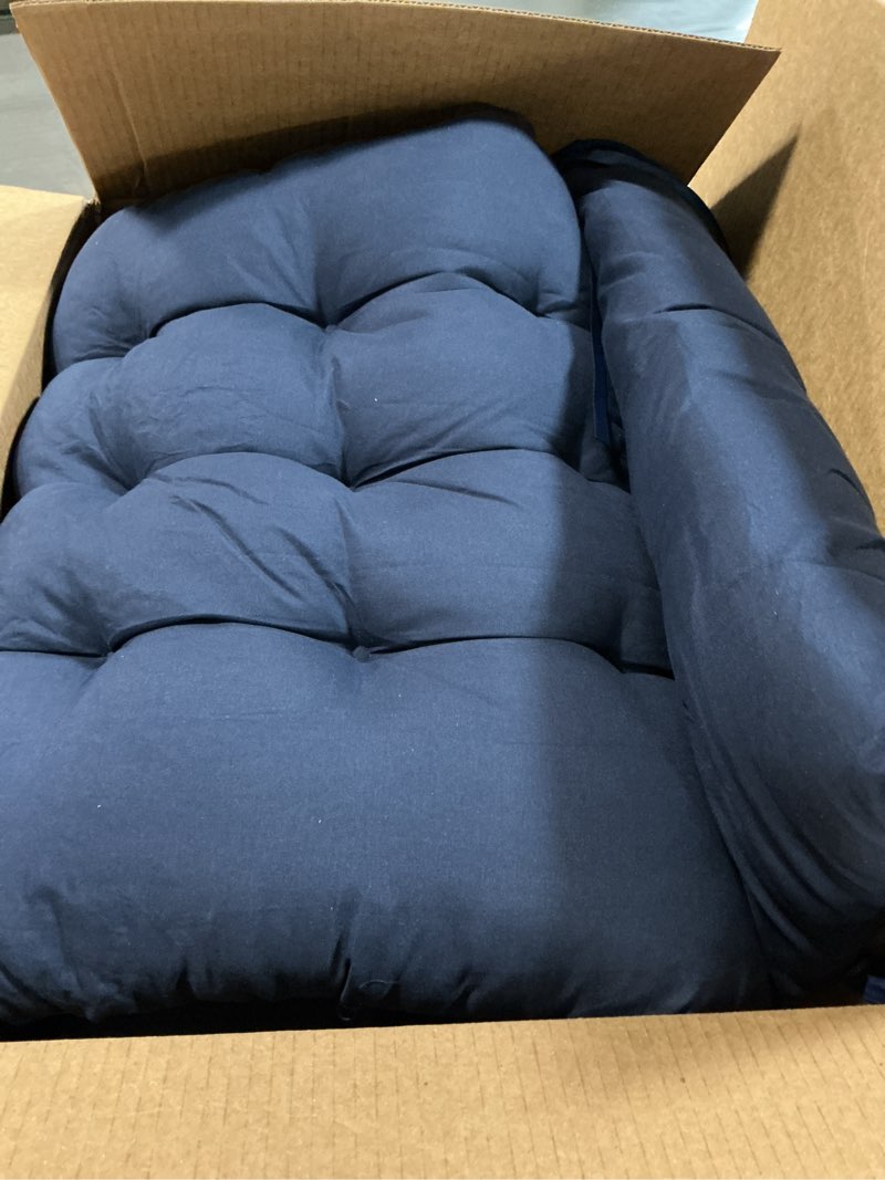 Condition photo showing Good Condition for patio chaise lounger cushion, lounge chair recliners chair cushions, rocking chair sofa cushion with 6 ties,thick padded swing bench cushion?61x18.89x3.14in (navy blue)