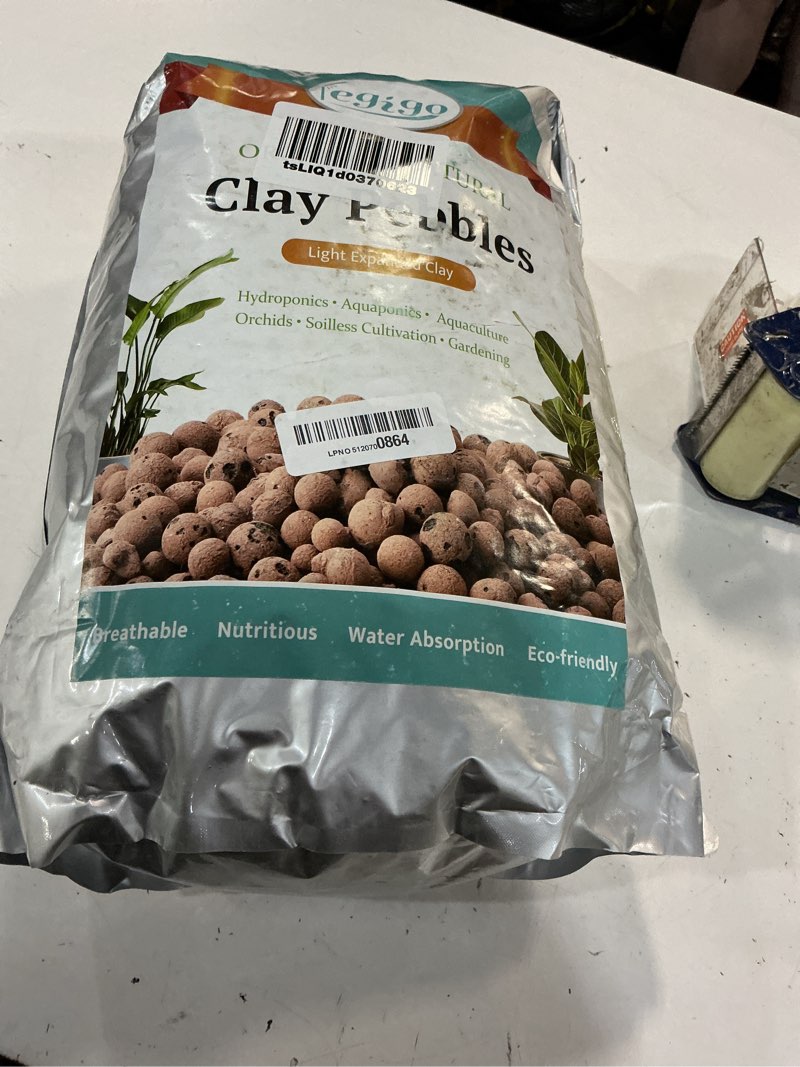 Condition photo showing Good Condition for legigo 10 lb organic leca clay pebbles for plants, 4mm-16mm 100% natural leca balls for indoor plants, hydroton clay pebbles for plants hydroponic aquaponics growing orchid drainage terrarium 10lb