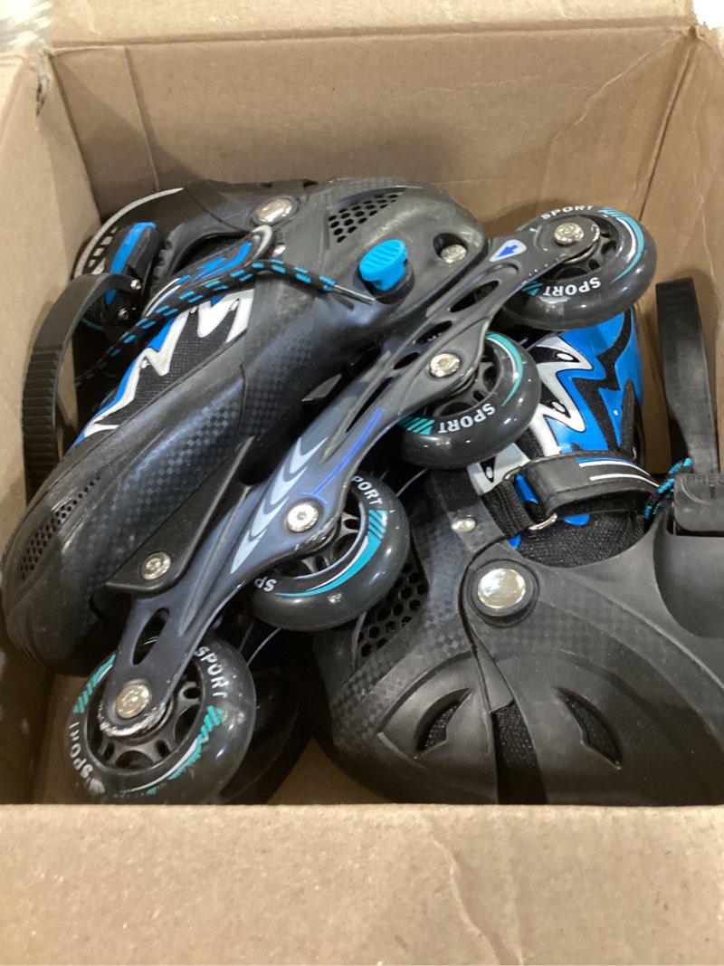 Condition photo showing Good Condition for tomshoo adjustable inline skates for kids outdoor roller skates with full light up wheels roller blades for girls and boys birthday gift blue large - youth (3.5-6)