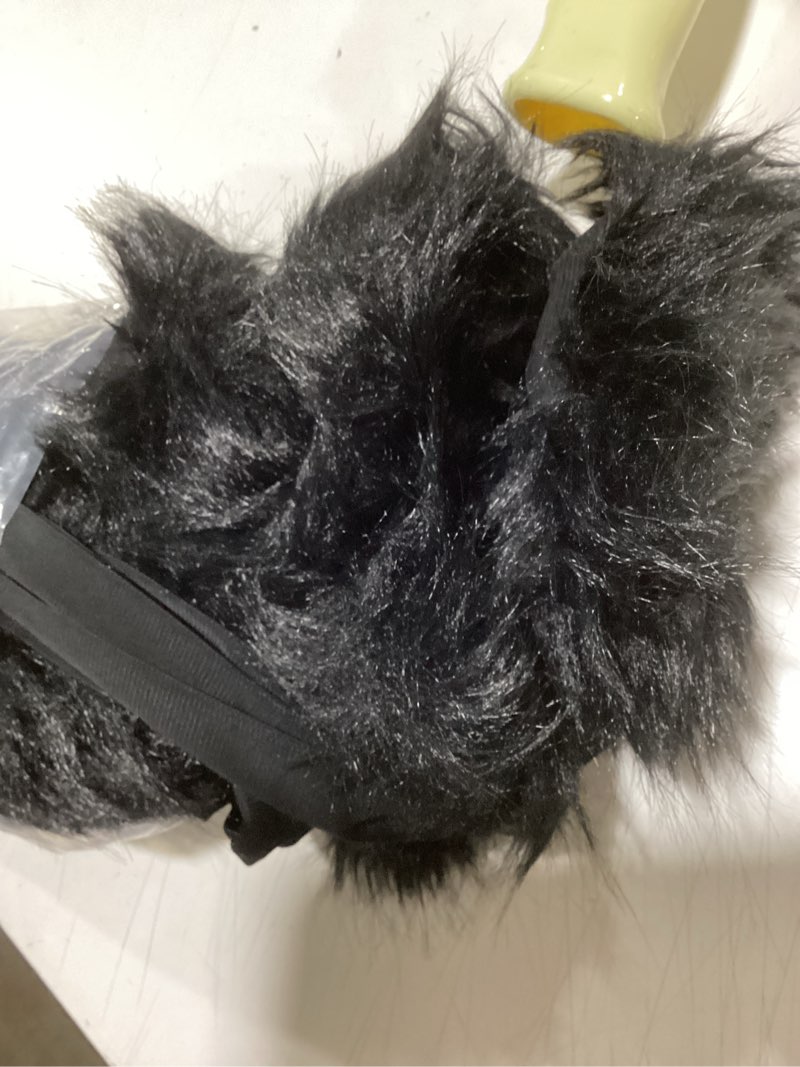 Condition photo showing Good Condition for fuzzy fur trim mesh crop top for women sexy see through shirt sheer long sleeve v neck cardigan jacket y2k clubwear medium black