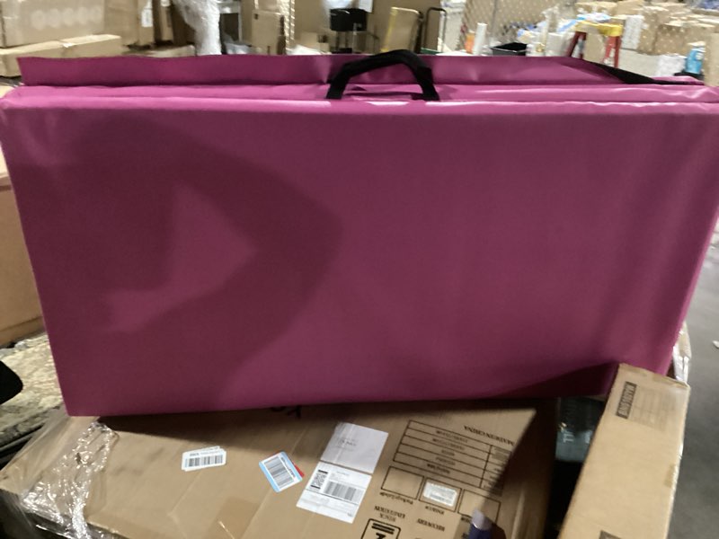 Condition photo showing Good Condition for fitvids folding exercise gymnastics mat 4'x?8'x2" gym workout mat with carrying handles high-density portable fitness aerobics mats for home gym yoga pilates tumbling mma core training, multiple colors pink