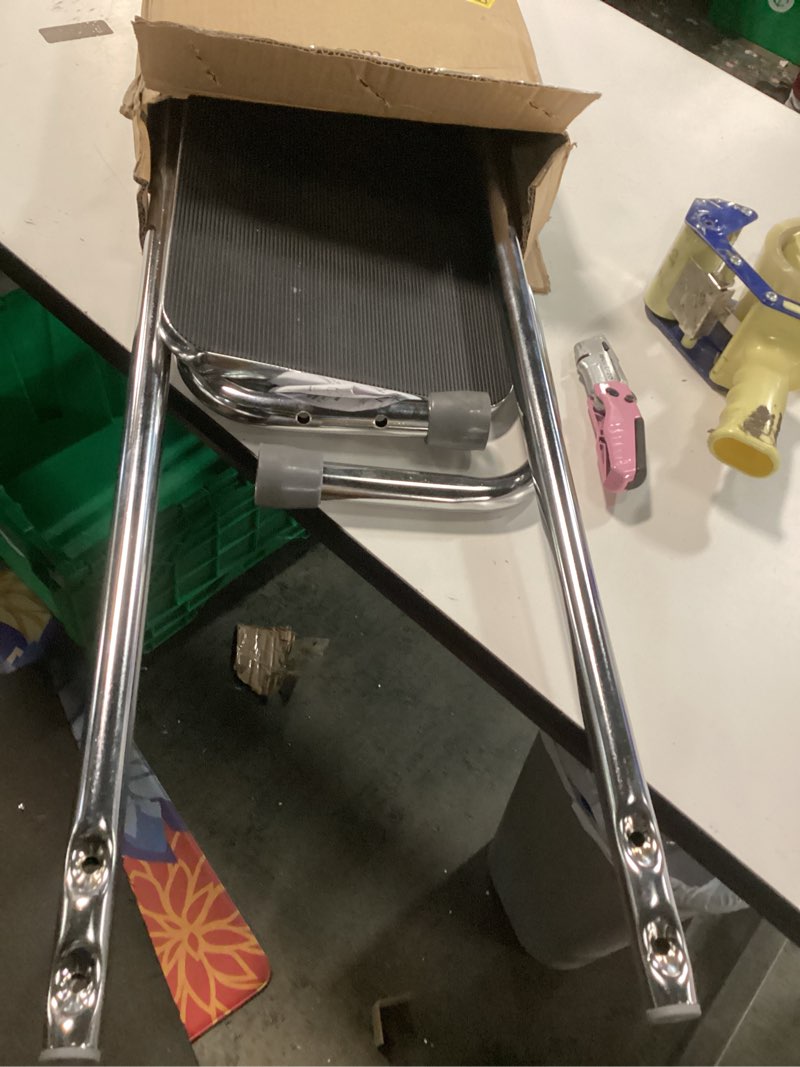 Condition photo showing Good Condition for Vaunn Medical Foot Step Stool with Handle and Anti Skid Rubber Platform, Lightweight and Sturdy Stool for Children, Adults and Seniors, Chrome Chrome With Handle