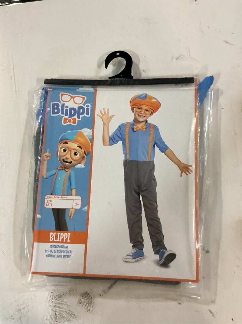 Blippi Costume for Kids, Official Blippi Jumpsuit Outfit with Hat and Bowtie, Classic Toddler Size S