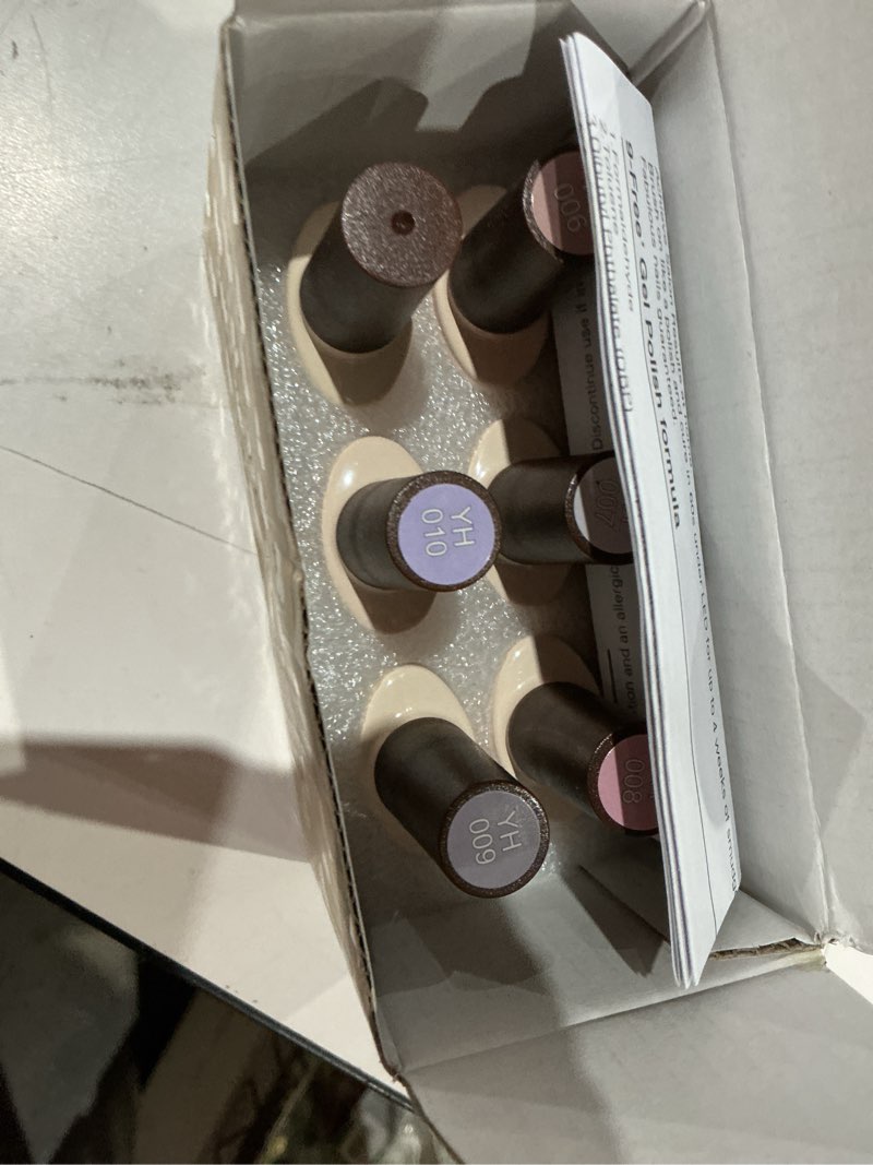 Condition photo showing Good Condition for love easy 6-piece nude neutral gel nail polish set - purple, violet, pink, grey colors - glitter no wipe top coat - gel manicure nail art design kit