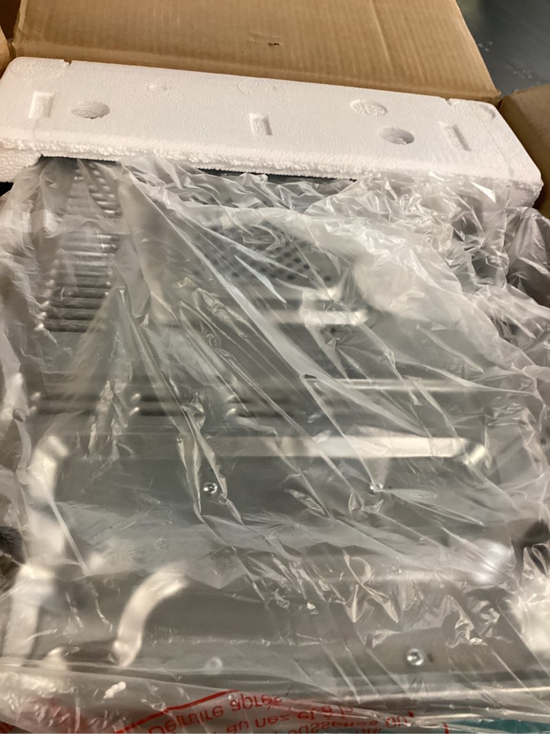 Condition photo showing New/Like New for ge countertop microwave oven,1, 200-watt capacity, 2.0 cubic ft., 8 auto setting cooking settings, child-lock technology, kitchen essentials for the countertop, dorm room or apartment, stainless steel 2.0 cu.ft. stainless steel