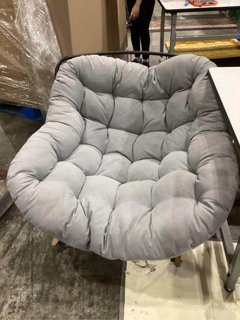 Condition photo showing As Is for better homes & gardens marlow papasan outdoor rocking chair, gray