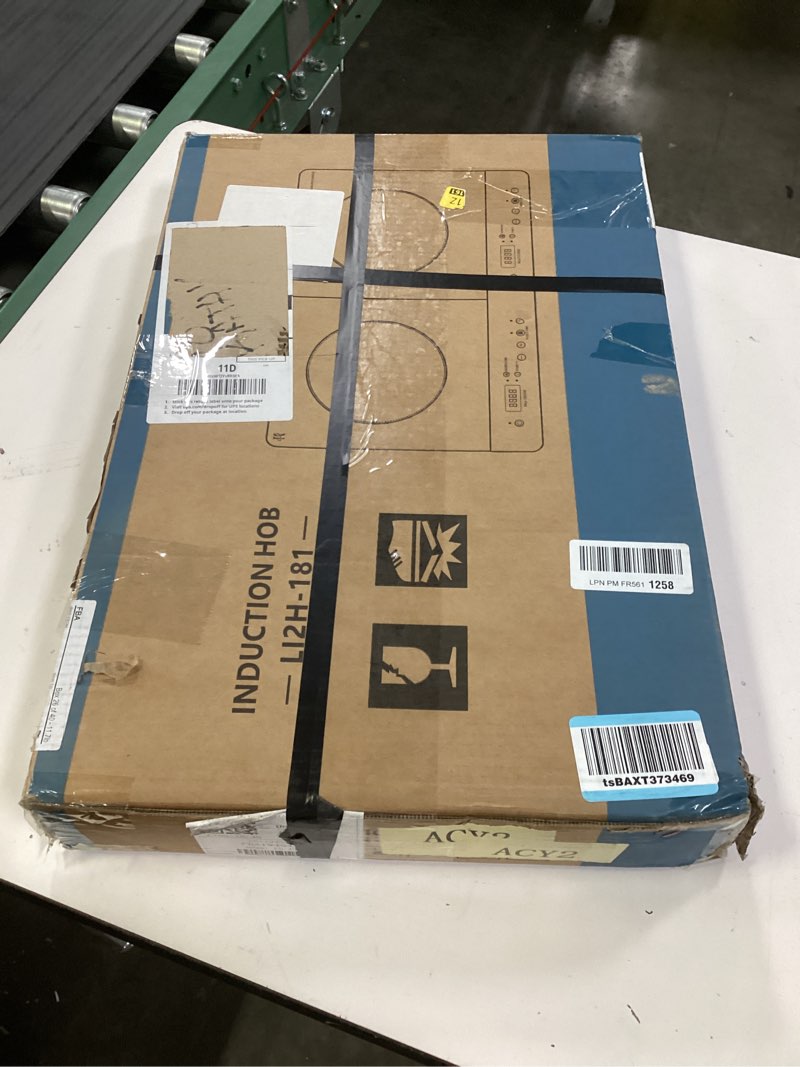Condition photo showing New/Like New for double burner induction cooktop, 1800w portable induction cooktop 2 burner with 9 temp & power independent touch control, electric stove top cooker with safety lock, 3 hour timer