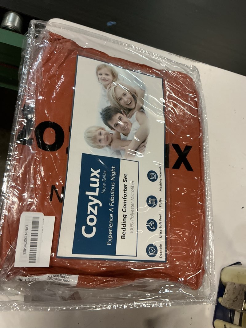 Condition photo showing New/Like New for cozylux king size comforter sets - 7 piece bed in a bag terracotta comforter set with sheets bed set all seasons, soft bedding set with down alternative comforter, sheets, pillowcases & shams terracotta king