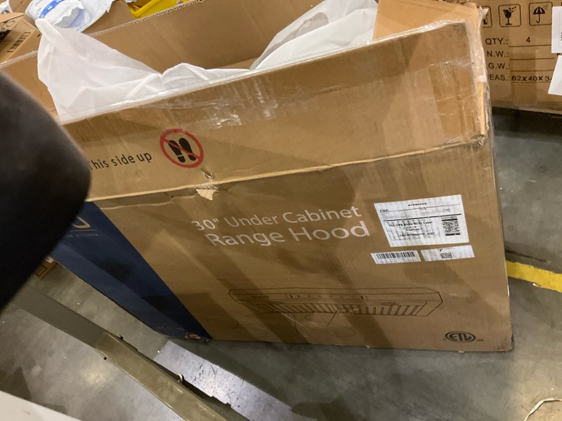 Condition photo showing Good Condition for Under Cabinet Range Hood 30 Inch, 980CFM Fast Venting Ducted, Kitchen Hood With 3 Speed Gesture Sensing & Touch Control, Stainless Steel Stove Vent Hood With LED Light And 2 Baffle Filters 30 inch Stainless steel (RC11-30)