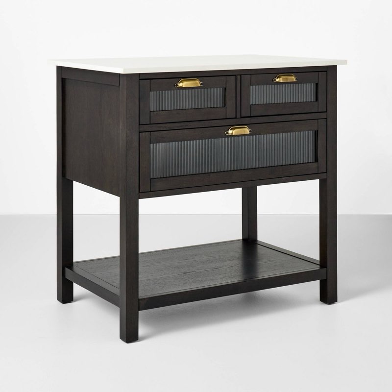 Hearth&Hand Reeded Glass Kitchen Island 36” Black