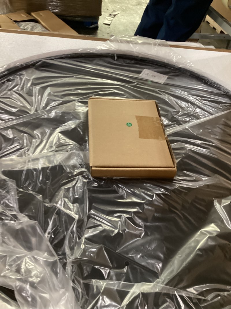 Condition photo showing As Is for TETOTE Black Round Mirror 24 inch for Wall, Living Room, Bedroom, Vanity, Entryway 24"L x 24"W Matte Black