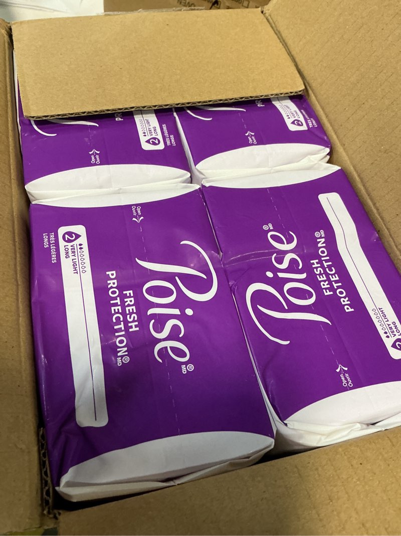 Condition photo showing New/Like New for poise daily liners, incontinence panty liners for bladder leaks, 2 drop very light absorbency, long length, 176 count of pantiliners (4 packs of 44), packaging may vary long length 176