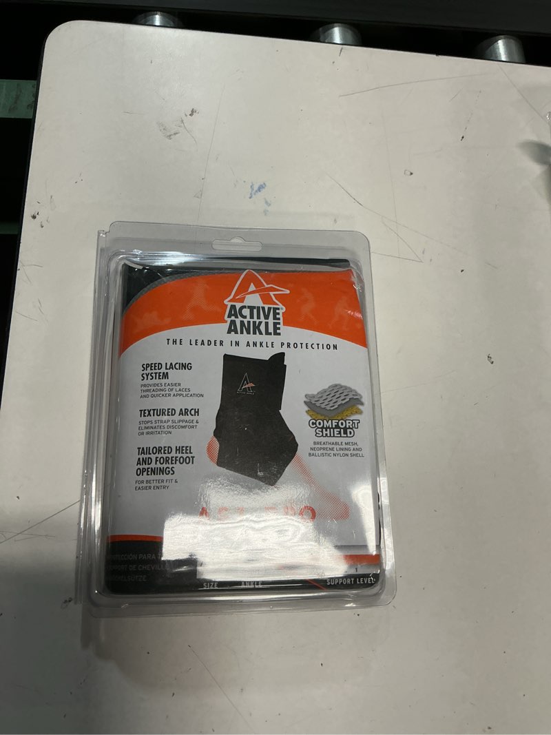 Condition photo showing New/Like New for active ankle as1 pro lace up ankle brace, ankle support with laces for men & women, protection & sprain support for volleyball, rugby, basketball, low profile, black, xx-large black xx-large