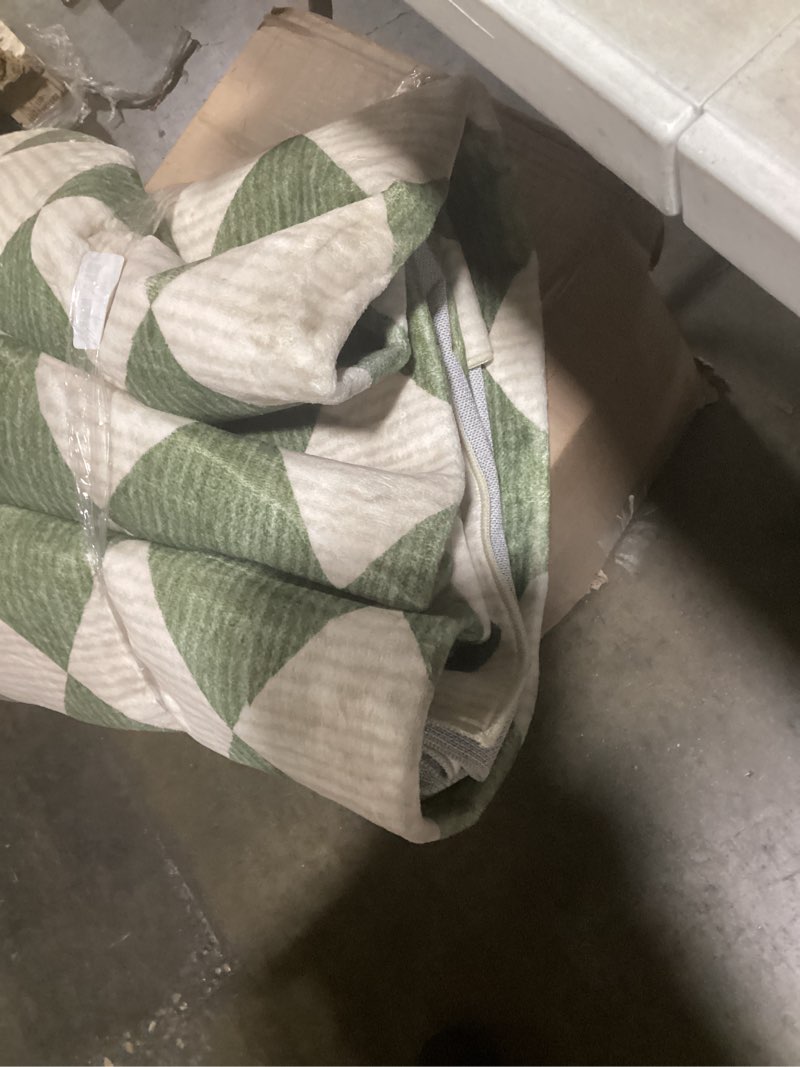Condition photo showing As Is for garveehome 4x6 modern checkered area rug, sage green washable rugs for nursery room bedroom, soft low pile non slip diamond floor mat plaid print throw rug indoor carpet dining room playroom sage green 4' x 6' (rectangular)