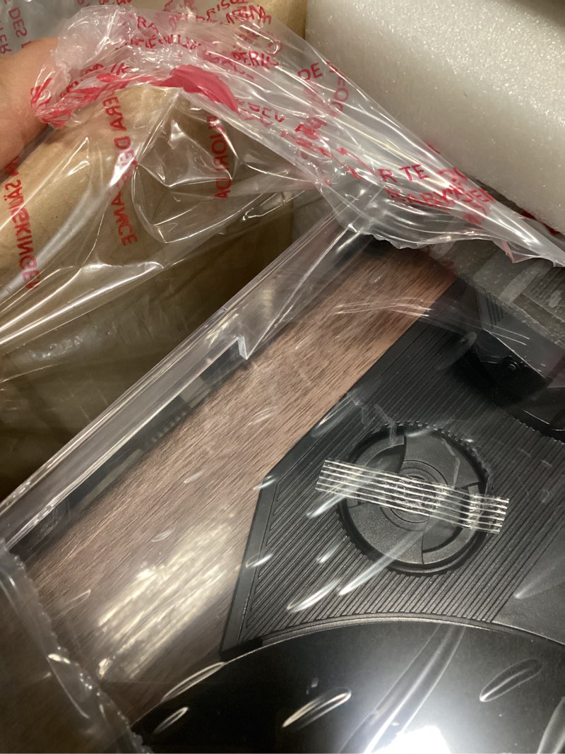 Condition photo showing As Is for Vangoa Vinyl Record Player with External Speakers, Turntable for Vinyl Records Bluetooth, 3 Speed Belt-Driven LP Player, Portable Vintage Record Plaver with 2 Stereo Speakers for 33/45/78 ROM. Brown