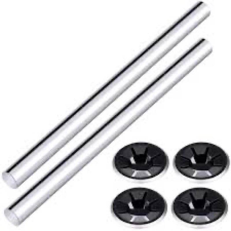 DaisyInner 2 Pcs Engineering Silver Roller Shaft Set with 4 Nuts, 9-3/8 Inches Long for 8 Inch Roller for Trailer Roller