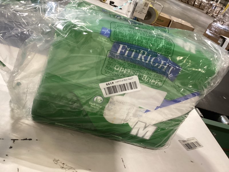 Condition photo showing New/Like New for fitright ultra adult diapers, disposable incontinence briefs, leak-proof diaper, absorbent briefs for men and women, maximum protection, medium, 32 – 44 in, 20 briefs per bag medium 20 count
