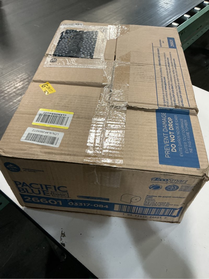 Condition photo showing New/Like New for pacific blue basic recycled paper towel rolls by gp pro (georgia-pacific), white, 26601, 800 feet per roll, 6 rolls per case 6 rolls- 800 feet/roll
