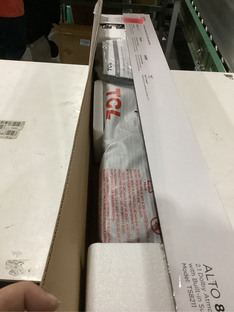 Condition photo showing New/Like New for TCL Alto 8 2.1 Channel Dolby Atmos Smart Sound Bar with Built-in Subwoofers, WiFi, Works w/Alexa, Google Assistant & Apple Airplay 2, Bluetooth – TS8211-NA, 39-inch, Black