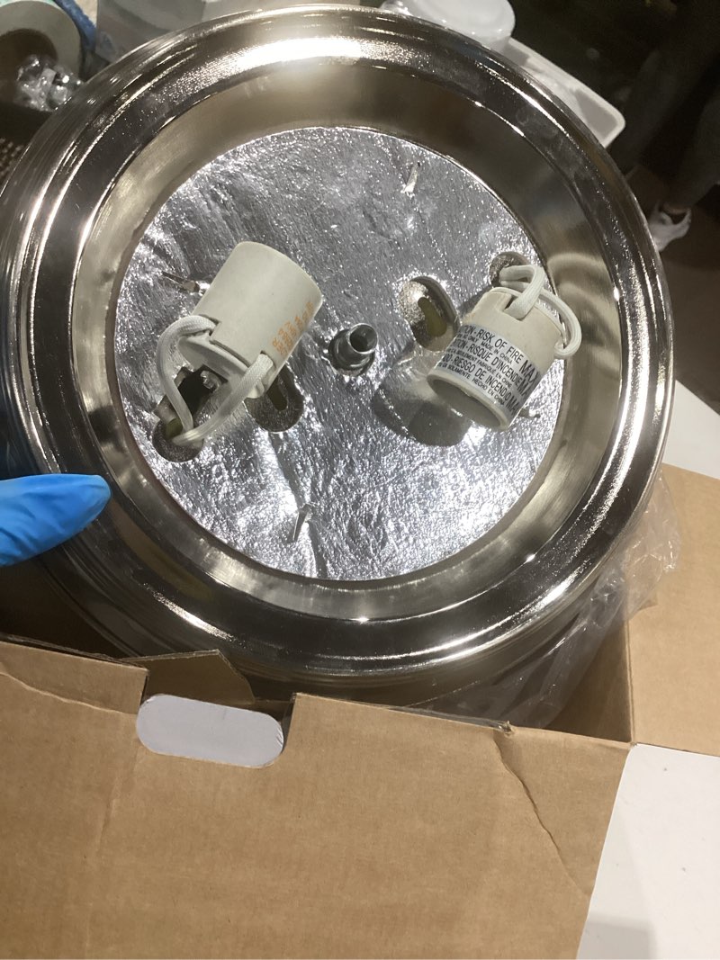 Condition photo showing New/Like New for project source 11-in brushed nickel traditional flush mount light