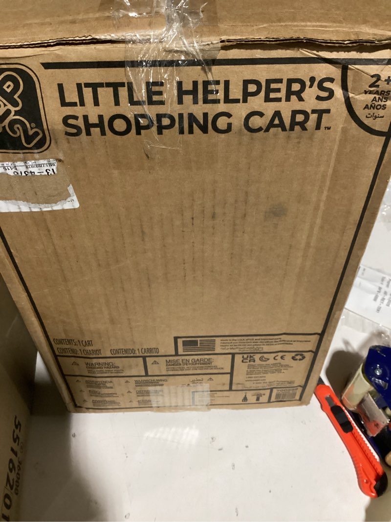 Condition photo showing New/Like New for step2 little helper's shopping cart for kids, play grocery cart, made of durable plastic, for toddlers 2+ years old, blue