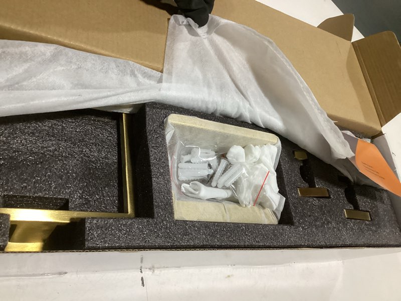 Condition photo showing Good Condition for 7 piece gold bathroom hardware set with brushed gold bathroom accessories - square 2 towel bars towel rack stainless steel 23-inch brushed gold 23 in