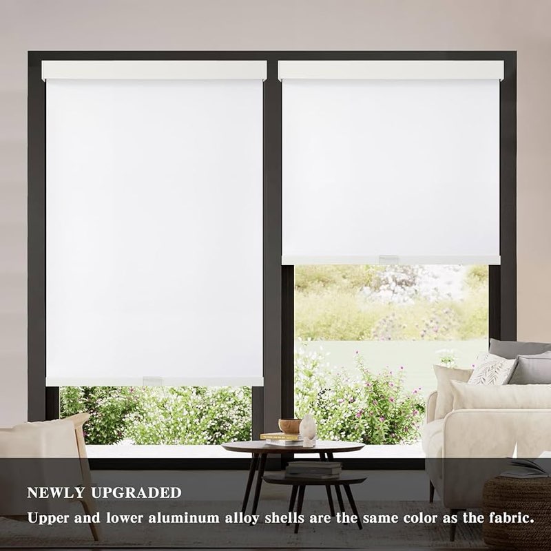 AOSKY Blackout Roller Shades Cordless Blinds for Windows, Free-Stop Shades with Valance, Thermal Ins