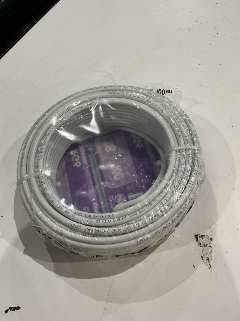 Condition photo showing Good Condition for 100 ft. 18 rg6 dual shield cu catv cm/cl2 coaxial cable in white