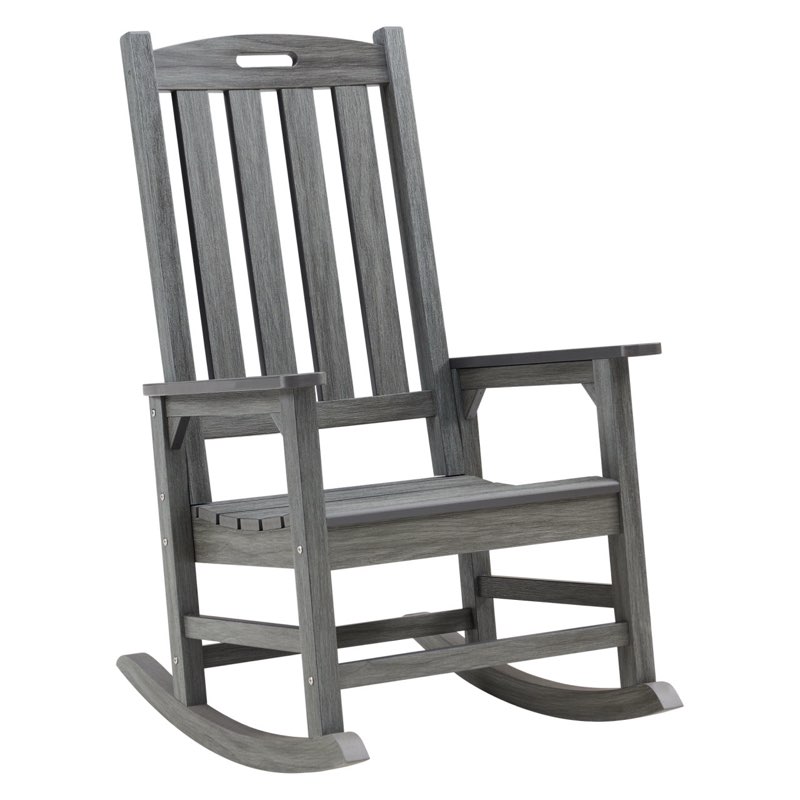 Kiomara Outdoor Rocking Chair Frame Color: Dark Brown Wood