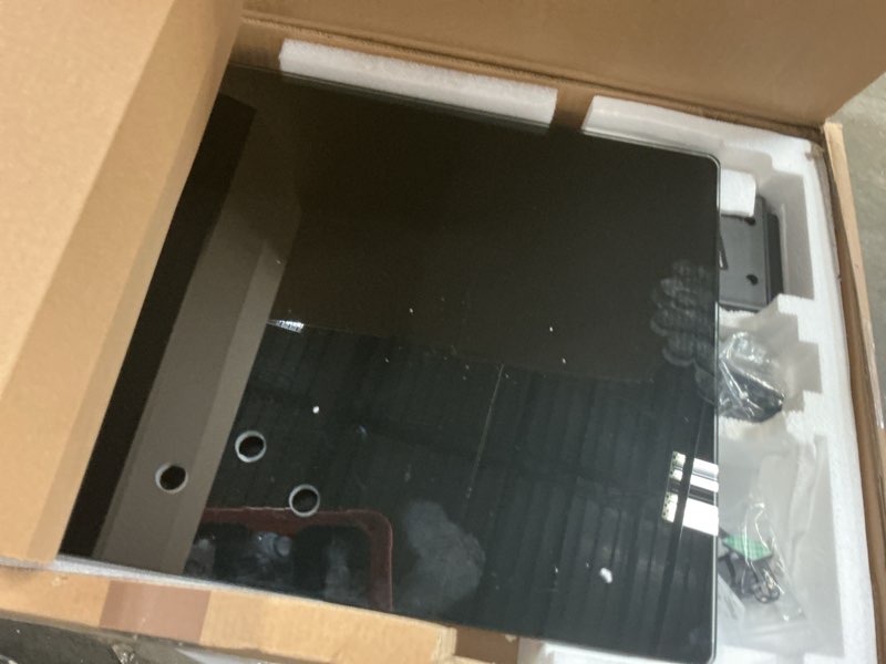 Condition photo showing As Is for TAVR Universal Floor TV Stand Base for 32-75 Inch TVs up to 110 Lbs with Swivel Height Adjustable Mount, Black Tempered Glass Base for Media Storage and Space Saving Black Glass Base without Power Strip