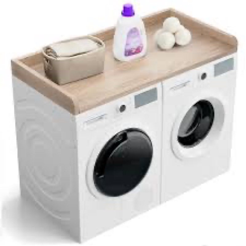 Washer Dryer Countertop, 27.5" x 54" Wood Washer and Dryer Countertop with Edge Rails, Washer Dryer 
