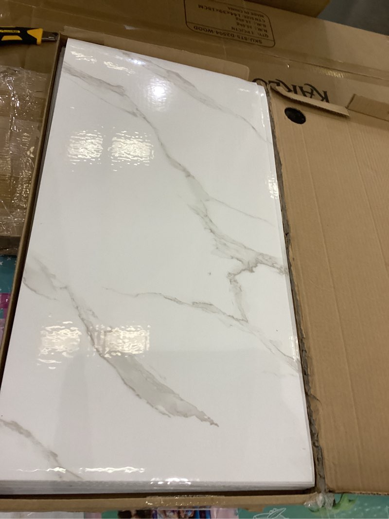 Condition photo showing New/Like New for 10pcs marble peel and stick waterproof wall panels,heat-resistant backsplash tile, 23.6"x11.8" pvc foam wall sticker for kitchen,living rooms,tv walls,white and gray (not real tile 19.4sq. ft.) white/gray 23.6" x 11.8" x 2.5mm x 10pack