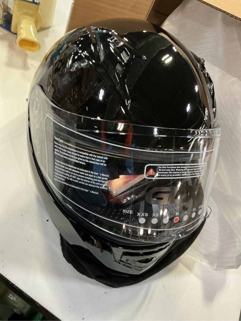 Condition photo showing Good Condition for glx gx11 compact motorcycle helmet - black, medium - full face w/ tinted visor, dot approved black medium