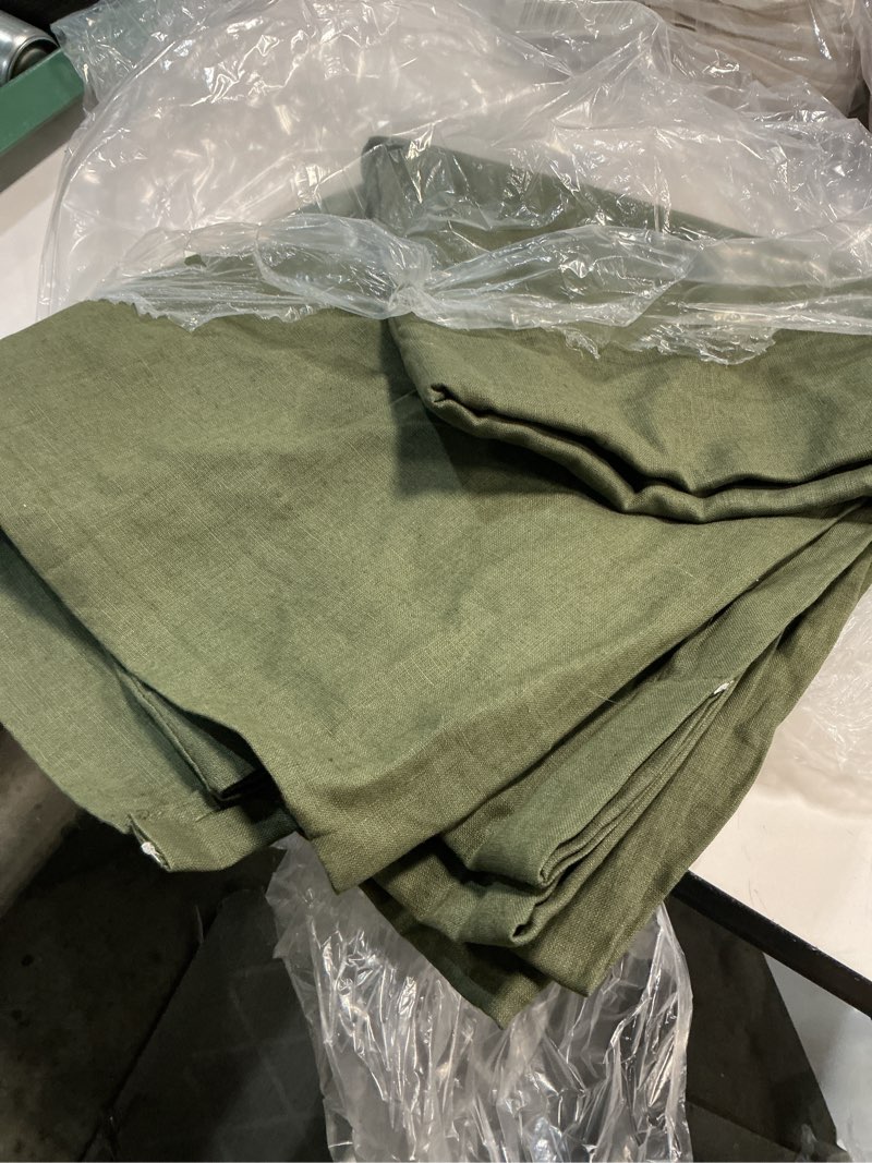 Condition photo showing As Is for european linen true blackout curtain, 48x84, hunter green