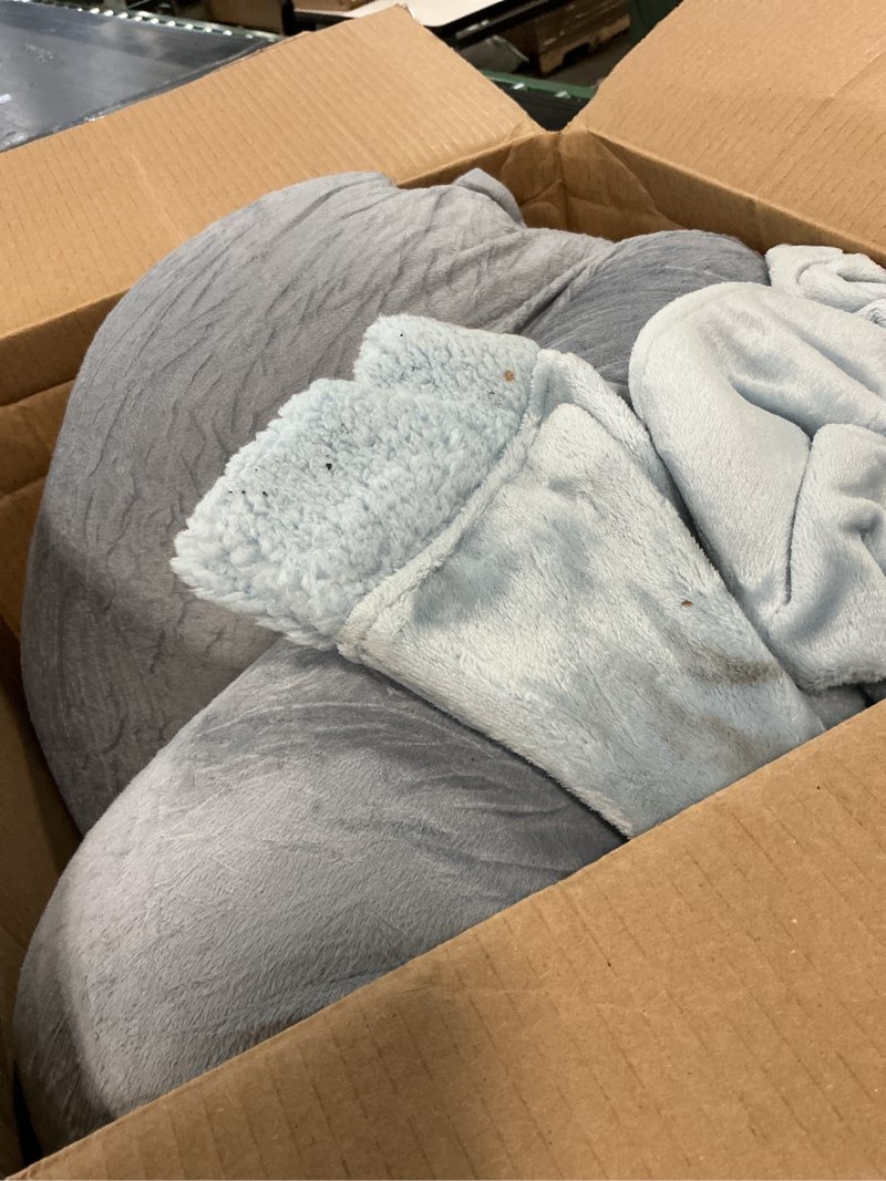 Condition photo showing As Is for moon park pregnancy pillows for sleeping - 57 inch u shaped full body maternity pillow with removable cover - support for back, legs, belly, hips - pregnancy pillow for women - grey grey velvet cover - 57 inch