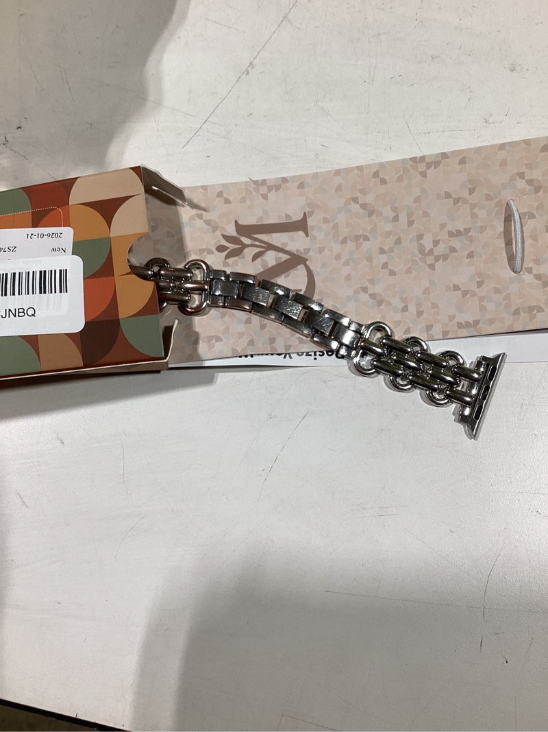 Condition photo showing As Is for moolia elegant strap compatible with apple watch band 42/46/38/40/41/44/45/49mm metal women replacement bracelet for iwatch series 11 10 9 8 7 6 5 4 3 2 1 se/ultra?1/2/3? 38/40/41/42mm(series 11/10) silver