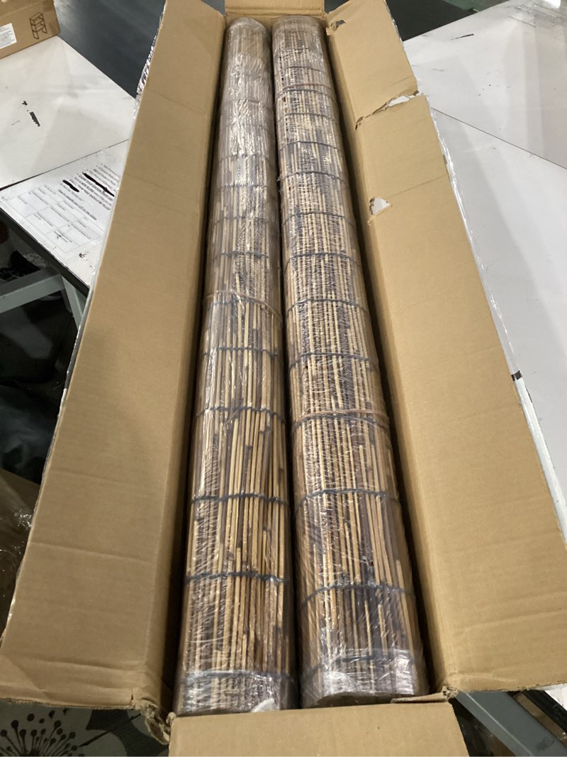 Condition photo showing Good Condition for 2 pack bamboo reed roll-up blind shades for windows, 47" w x 71" h bamboo shade outdoor patio, natural reed roller shutters for porch pergola partition decoration privacy retro curtains