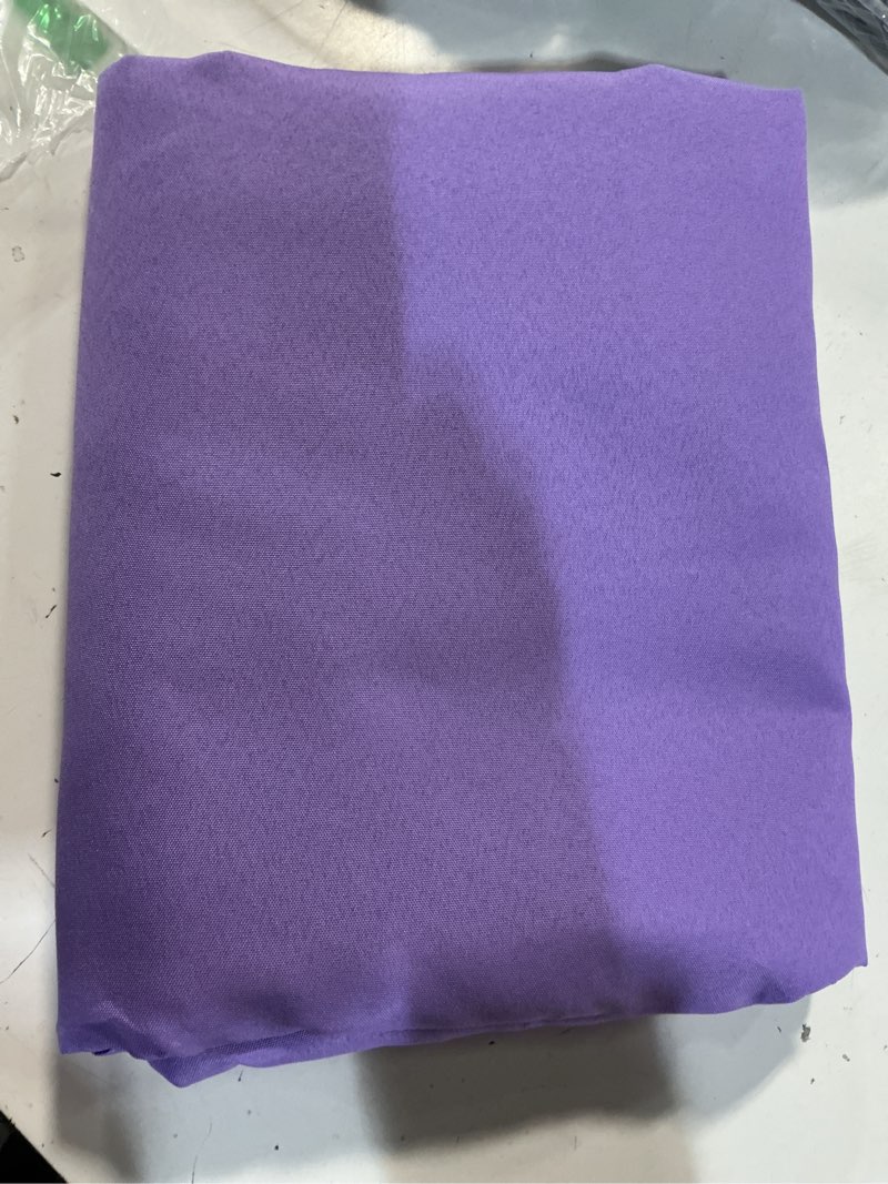 Condition photo showing Good Condition for smiry 2 pack rectangle picnic table cloth, waterproof elastic fitted tablecloths, washable polyester rectangular patio table cover for camping, indoor and outdoor (lavender, 30"x96") 8ft - 30"x96" lavender