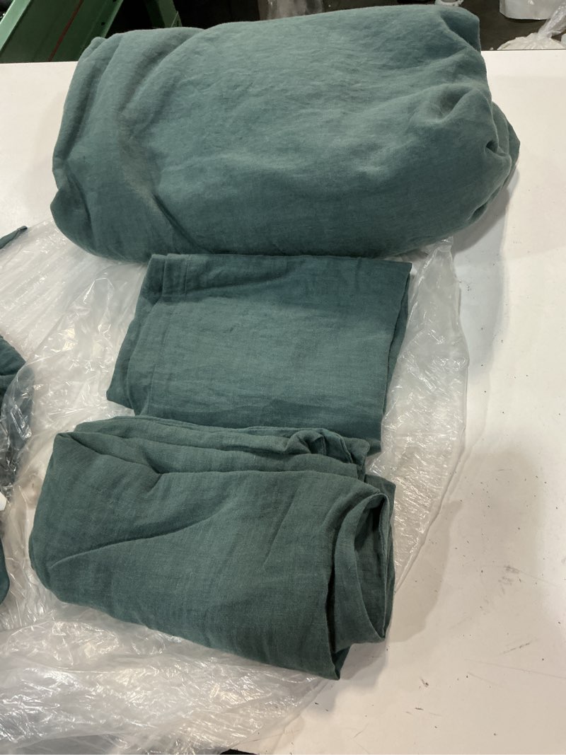 Condition photo showing As Is for european linen duvet cover set, king/cal king, ocean