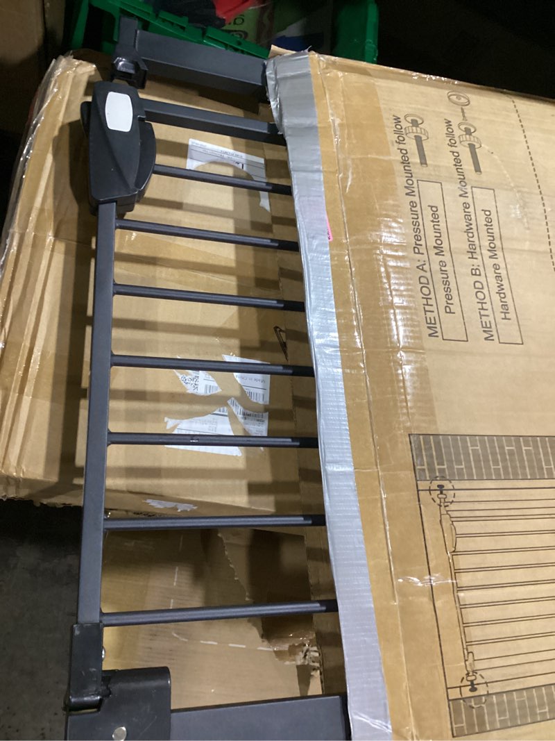 Condition photo showing Good Condition for waowao triple lock baby gate extra wide 62.59-67.32" pressure mounted walk through swing auto close safety black metal dog pet puppy cat for stairs,doorways,kitchen black 62.59-67.32"/159-171cm
