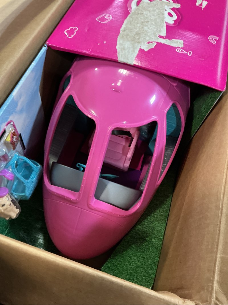 Condition photo showing Good Condition for barbie dreamplane airplane toys playset with 15+ accessories including puppy, snack cart, reclining seats and more (amazon exclusive)