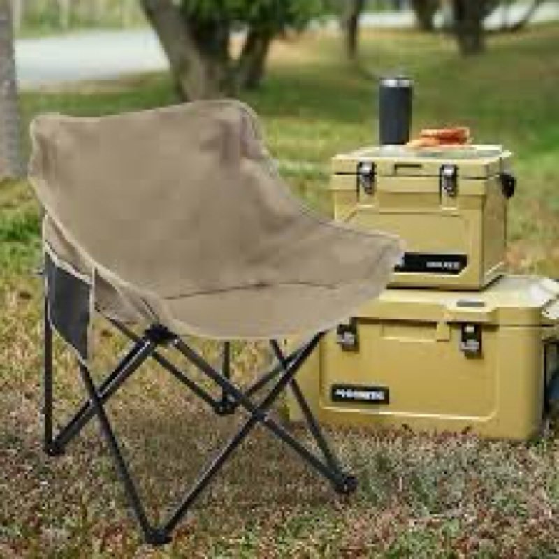 ( similar) Alunaune Camping Chairs Folding Lawn Chair, Portable Beach Picnic Backpacking Chair for Adults Outdoor Sports Hiking Travel Fishing with Side Pocket Wide Seat-Khaki