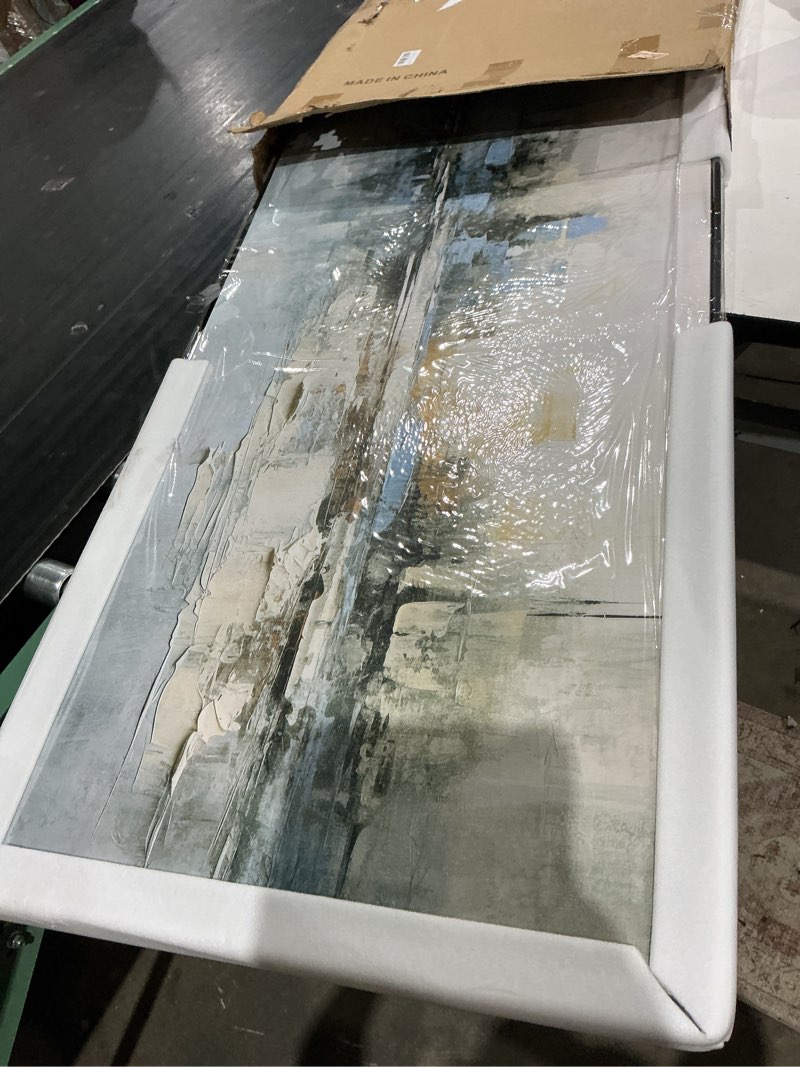 Condition photo showing Good Condition for abstract wall art framed artwork blue and gray white decor modern canvas wall prints abstract wall decor suitable for bedroom apartment office dining room wall decor can be hung 24"x48"