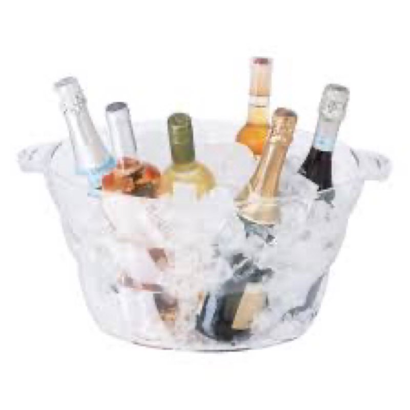 Oggi Acrylic Oval Party Tub - Clear Beverage Cooler w/Handles, Wine Cooler, Beer Chiller, Ideal Part