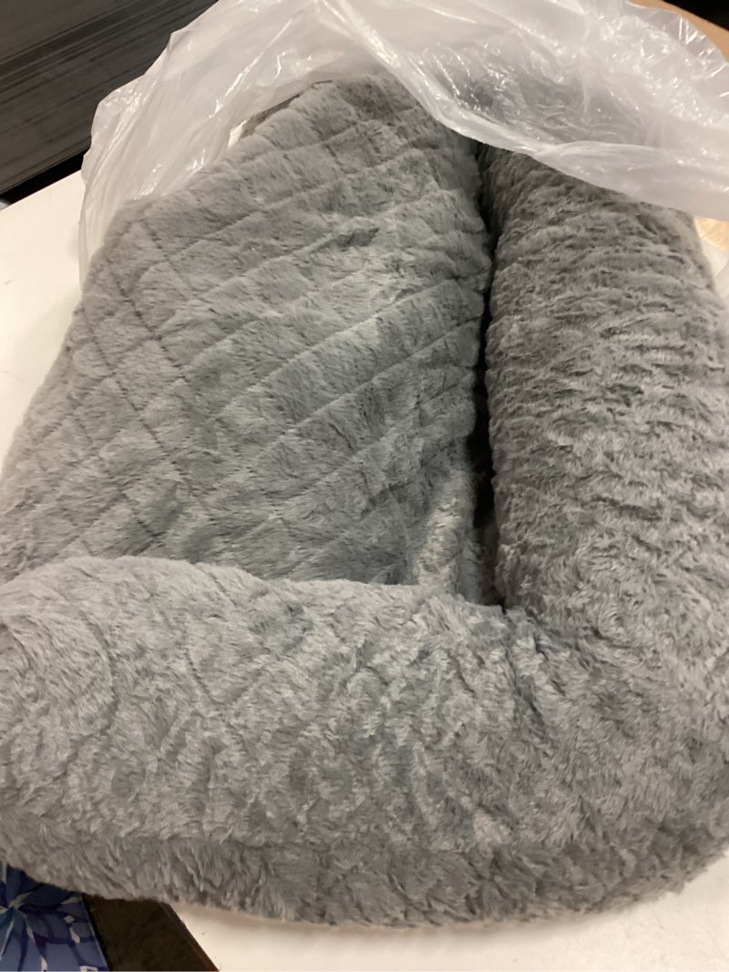 Condition photo showing As Is for calming dog couch bed for large dogs, durable fluffy fuzzy dog mat, sofa dog bed mats with removable washable cover, perfect for small, medium dogs and cats