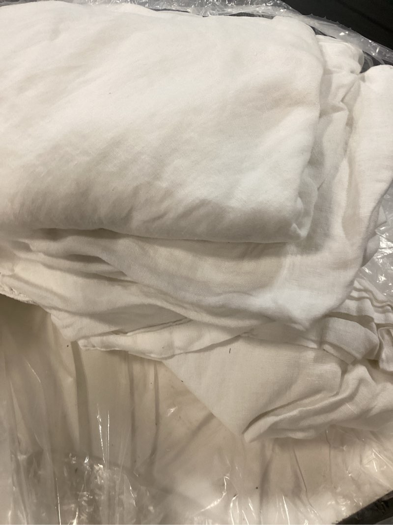 Condition photo showing As Is for european linen sheet set, split king, white